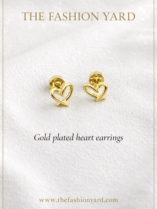 Jewelry - 14k Gold plated stainless steel heart screw back earrings